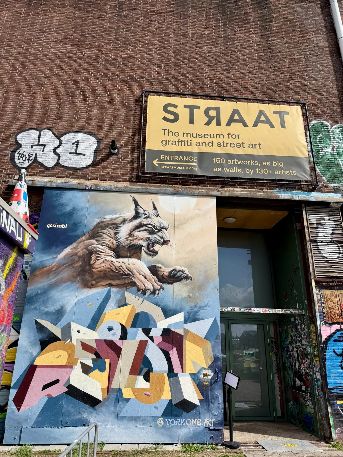 STRAAT Museum entrance and mural at NDSM in Amsterdam Noord