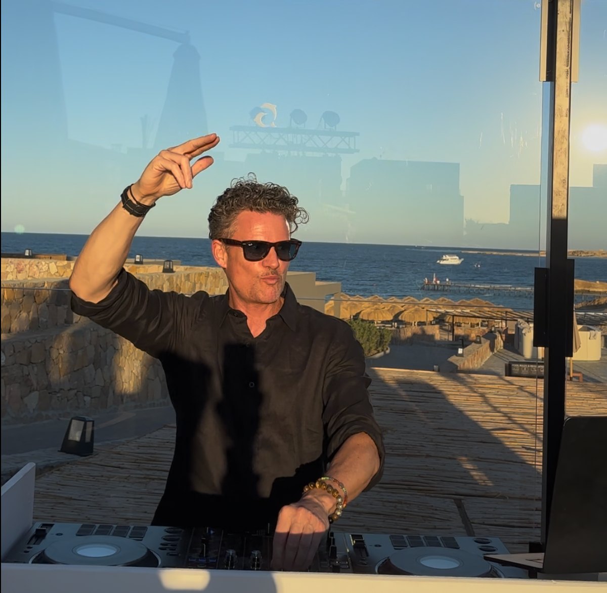 Mario Arend close-up during DJ set
